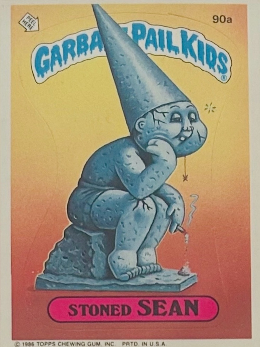 Vintage 1980’s Garbage Pail Kids STONED SEAN Collector’s Sticker Card
